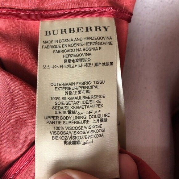 Burberry Kensington Pink Silk Trench Coat Womens 14 Double Breasted - Picture 16 of 16